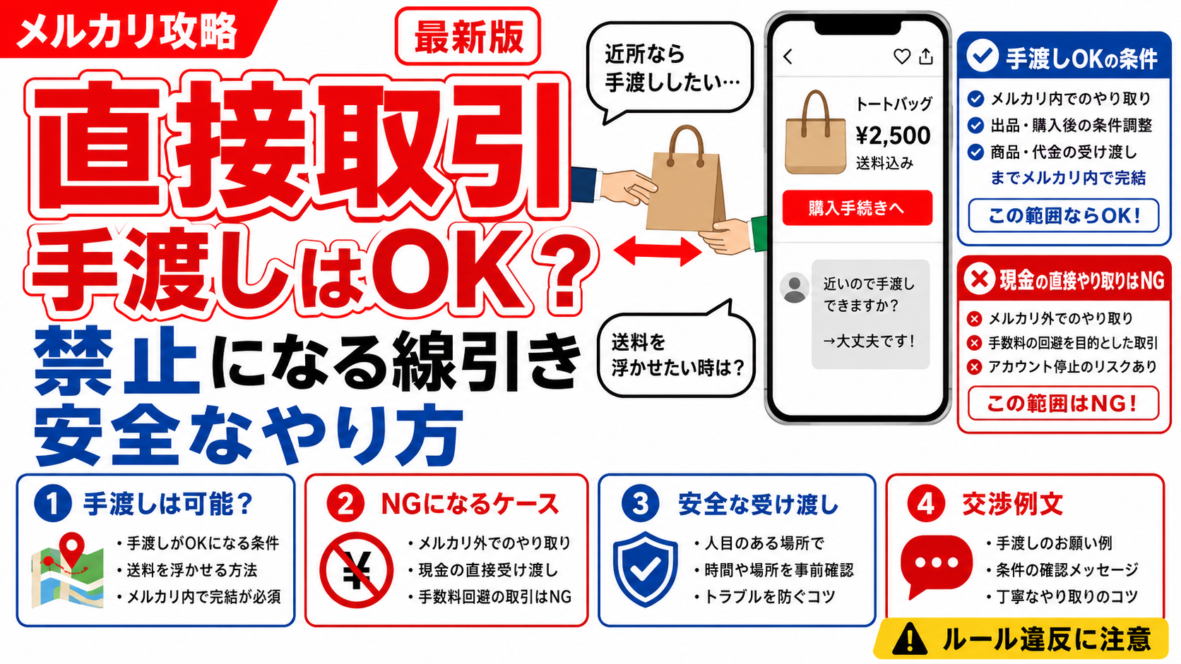 直接渡しの専用です。 メルカリ直接取引や手渡しはOK？禁止の線引きと安全なやり方