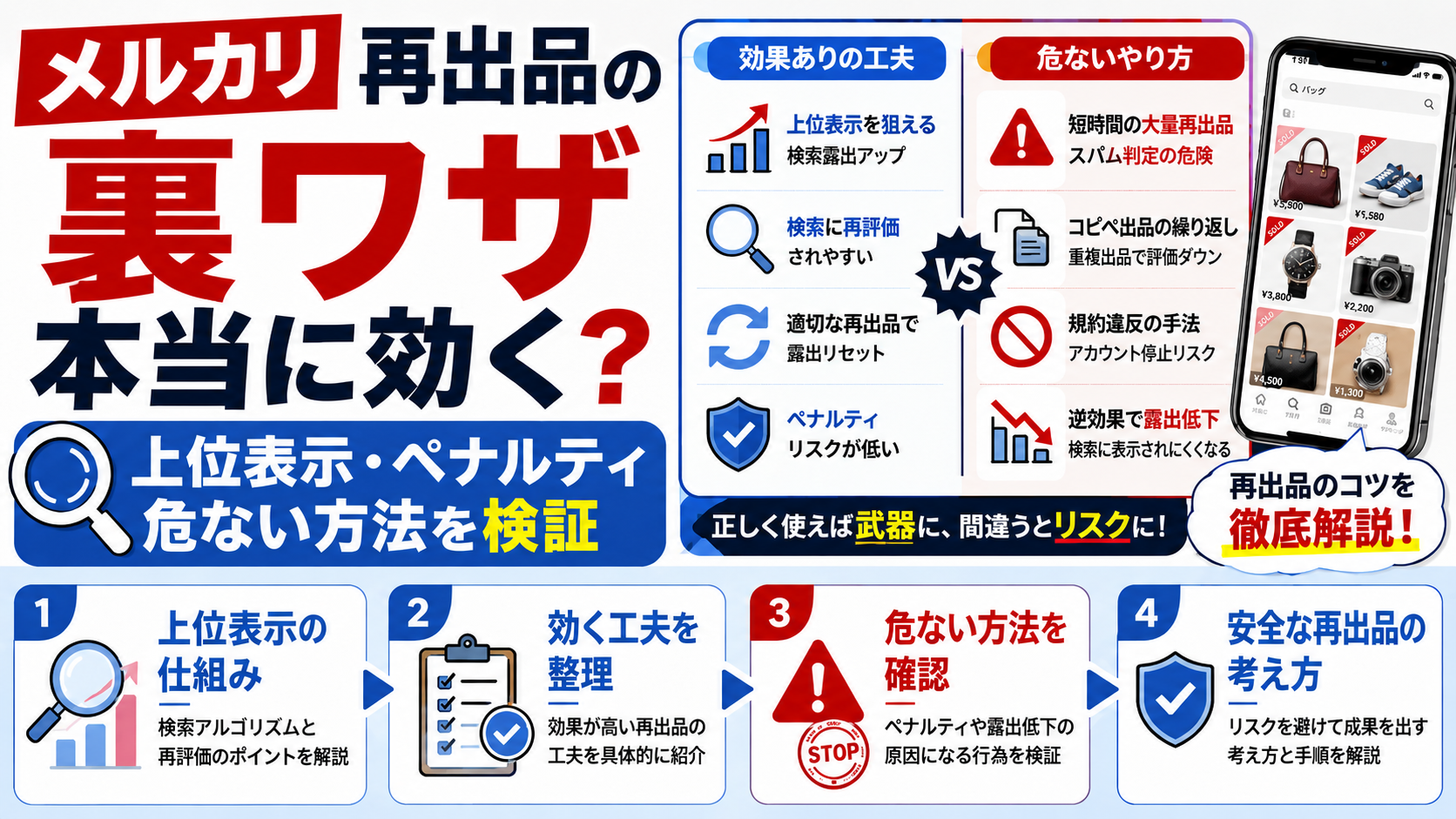 2026年版】メルカリ再出品の裏ワザは本当に効く？上位表示・ペナルティ